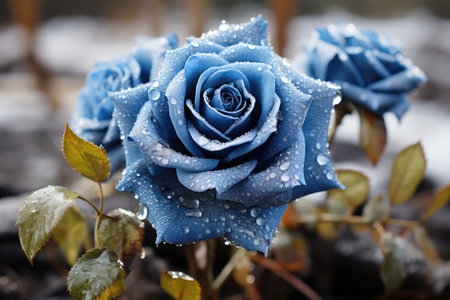 Blue rose with dew dropsの素材
