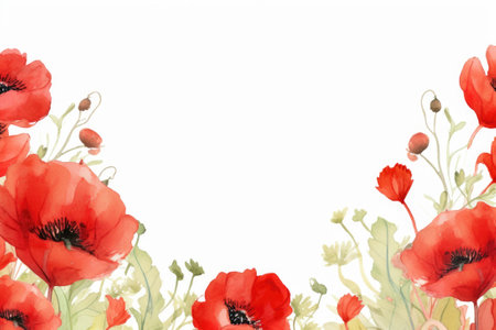 Watercolor poppy frameの素材