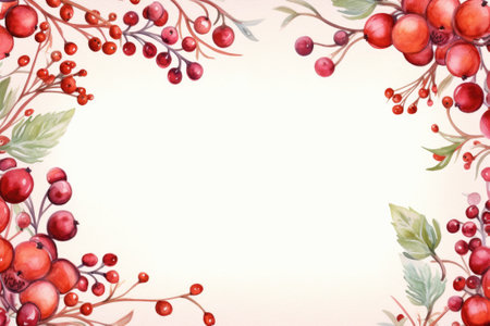 Watercolor cranberries red frameの素材