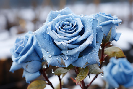 Blue rose with dew dropsの素材