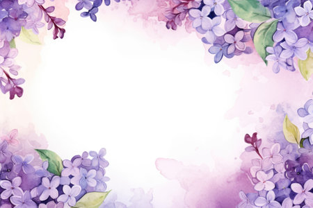 Watercolor lilac frameの素材