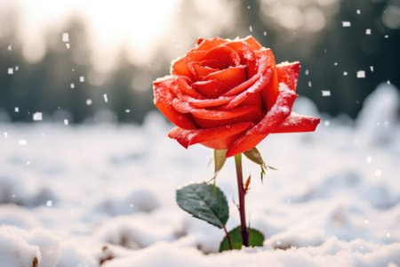 Red rose in the snowの素材