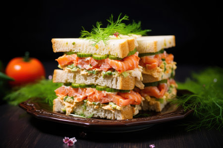 Delicious sandwiches with shrimps.の素材