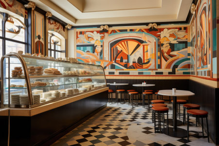 Patisserie with murals and mosaics.の素材