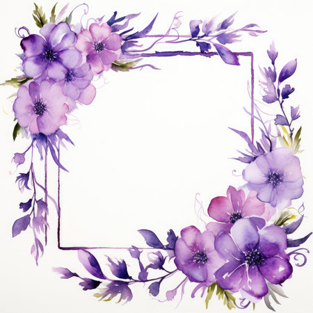 Watercolor violet frameの素材