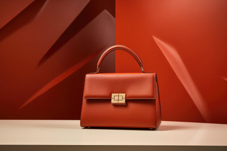 Red female leather bagの素材