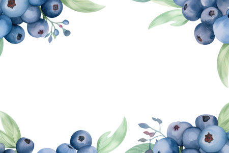Watercolor blueberries frameの素材
