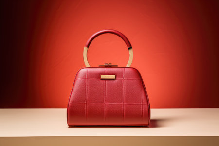 Red female leather bagの素材