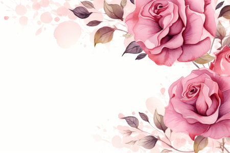 Watercolor rose frame, copy spaceの素材