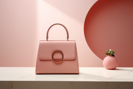 Pink female leather bagの素材