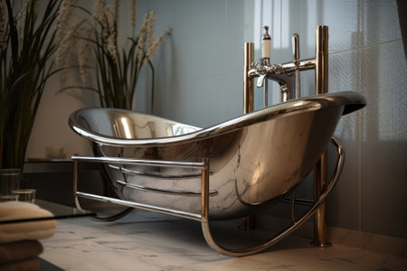Stainless steel bathtub vintage and industrial style decoration in bathroomの素材