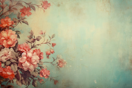 Vintage floral background with pink flowersの素材