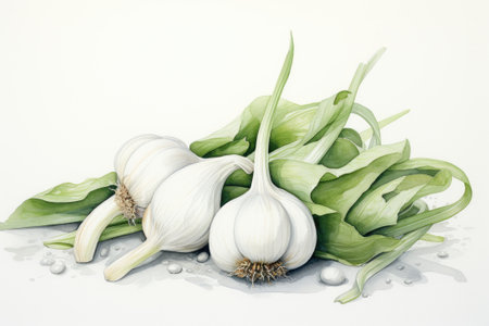 Illustration of garlic close up.の素材