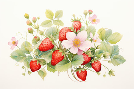 Illustration of sweet strawberries close up.の素材