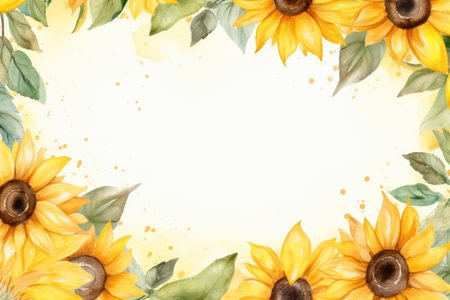 Watercolor sunflower frameの素材