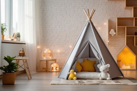 Cozy play tent for kids in children's room.の素材