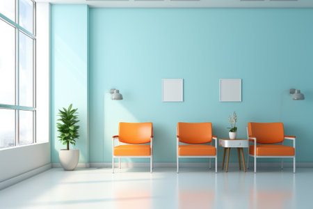 A waiting room in the clinic with chairsの素材