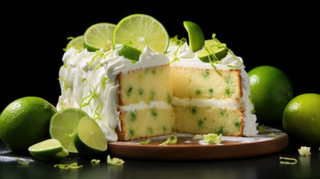 Delicious lime cake with fresh lime slicesの素材