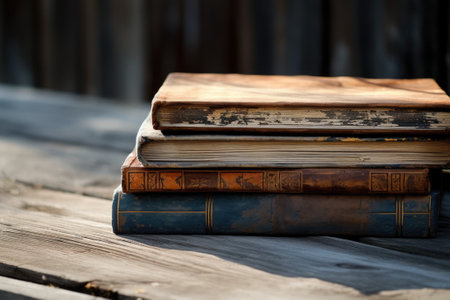 Old books on a wooden table. The concept of educationの素材