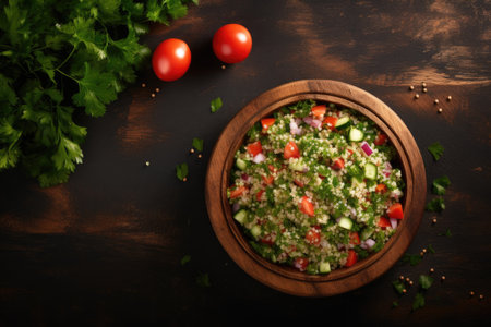 Tabbouleh salad. Healthy vegetarian food.の素材