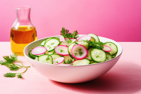 Spring vegetable salad fresh radish cucumber salad.の素材