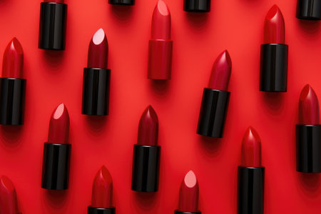 Studio shot of an assortment of lipsticks.の素材
