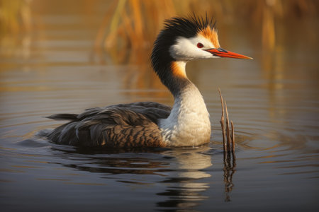 Water bird swimming in pond.の素材