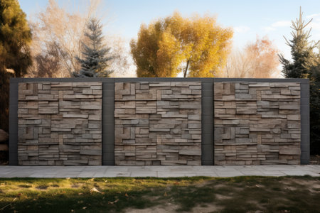 Fence stone panels. Artificial concrete panels imitating natural stone.の素材