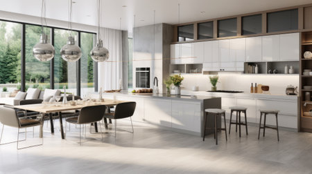 New kitchen in modern luxury home.の素材