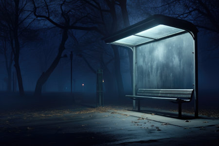 Mockup of blank advertising light box on the bus stop.の素材