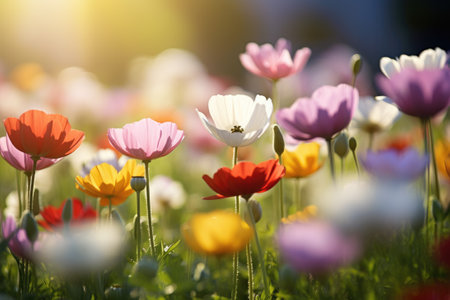 Beautiful cosmos flowers blooming in gardenの素材