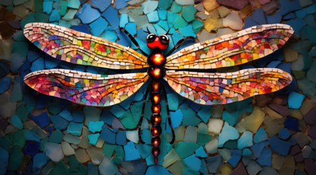 Mosaic of colorful dragonfliesの素材