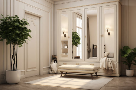 Elegant hallway interior in white tonesの素材