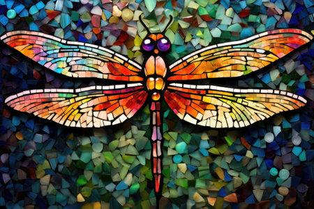 Mosaic of colorful dragonfliesの素材