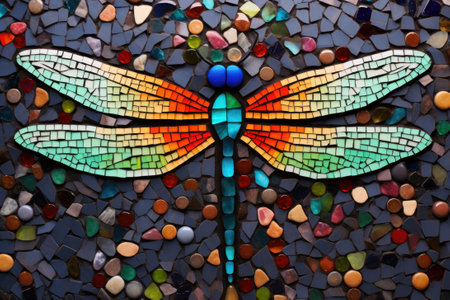 Mosaic of colorful dragonfliesの素材