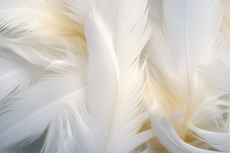 Closeup of white fluffy feathers. Generative AIの素材