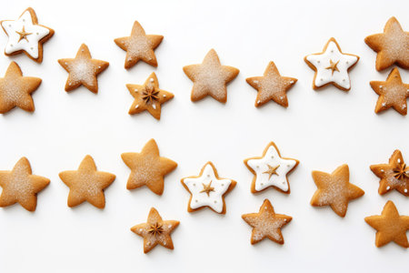 Set of Christmas homemade gingerbread cookies isolated on the white background. Generative AIの素材