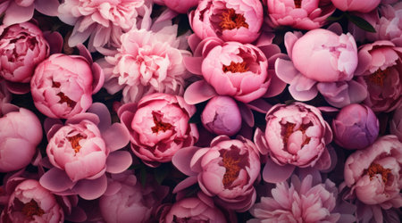 Beautiful peony flowers on the background. Generative AIの素材