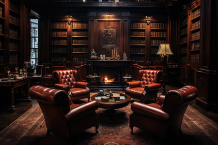 Classic society club interior. Generative AIの素材