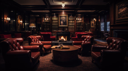 Classic society club interior. Generative AIの素材