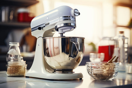 Electric stand mixer on kitchen counter top. Generative AIの素材
