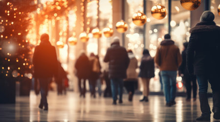 Christmas decoration in shopping centers. Generative AIの素材