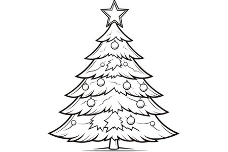 Christmas tree on white background, illustration. Coloring pages. Generative AIの素材