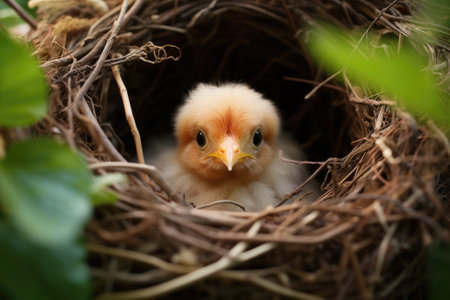 Little chicken in a nest. Generative AIの素材