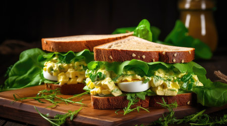 Delicious egg salad sandwich. Generative AIの素材