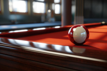 Billiard ball on table, close-up. Generative AIの素材