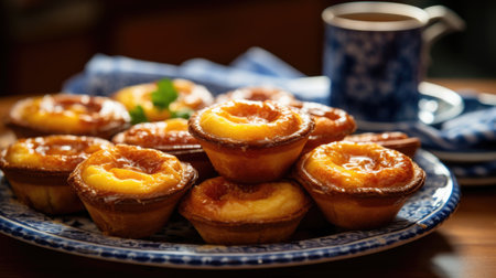 Queijadinha or queijada, sweet baked dessert. Portuguese, Brazilian cuisineの素材