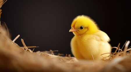 Little chicken in a nest. Generative AIの素材