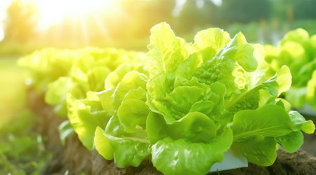 Organic vegetables salad growing garden hydroponic farmの素材