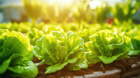 Organic vegetables salad growing garden hydroponic farmの素材